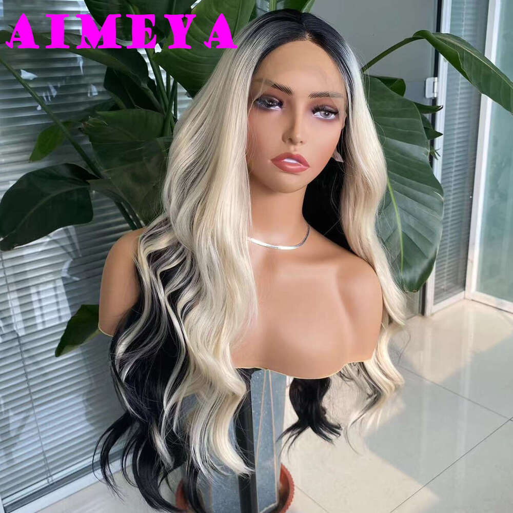 AIMEYA Ombre Blonde Synthetic Front Wigs With Highlights 13X4 Long Body Wave Lace Wig For Women Cosplay Daily Use