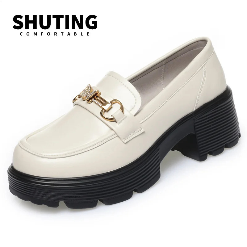 Spring Soft Leather Platform Loafers Womens Fashion and Elegant Mary Jane Black Round Toe Casual Non slip Comfortable Single Shoe 240914
