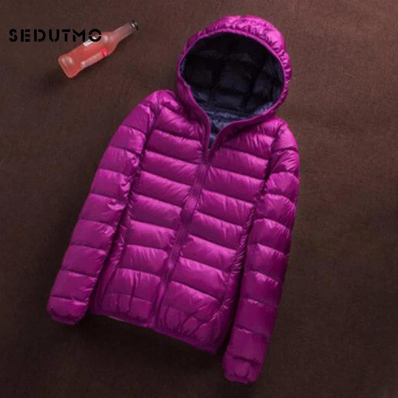 SEDUTMO Winter Duck Down Jacket Womens Ultra Light Hoodie Jacket Double sided Wear resistant Jacket Spring Inflatable Jacket ED657 240913