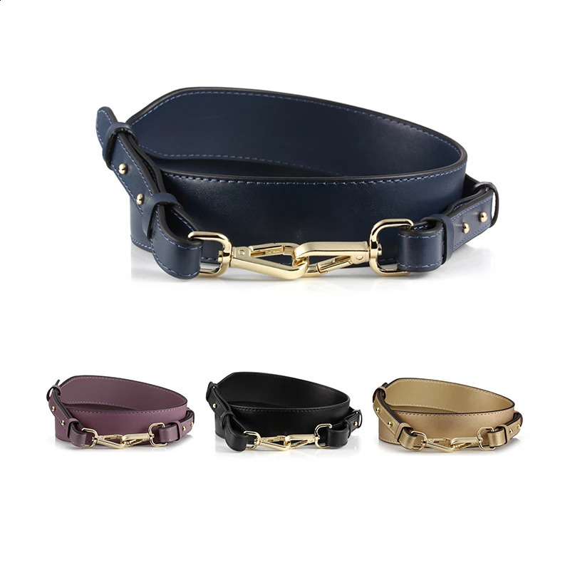 High-quality Leather Wide Bag Cross Pattern Double-sided Adjustable One-shoulder Cross-body Leather Shoulder Strap Accessories 240909