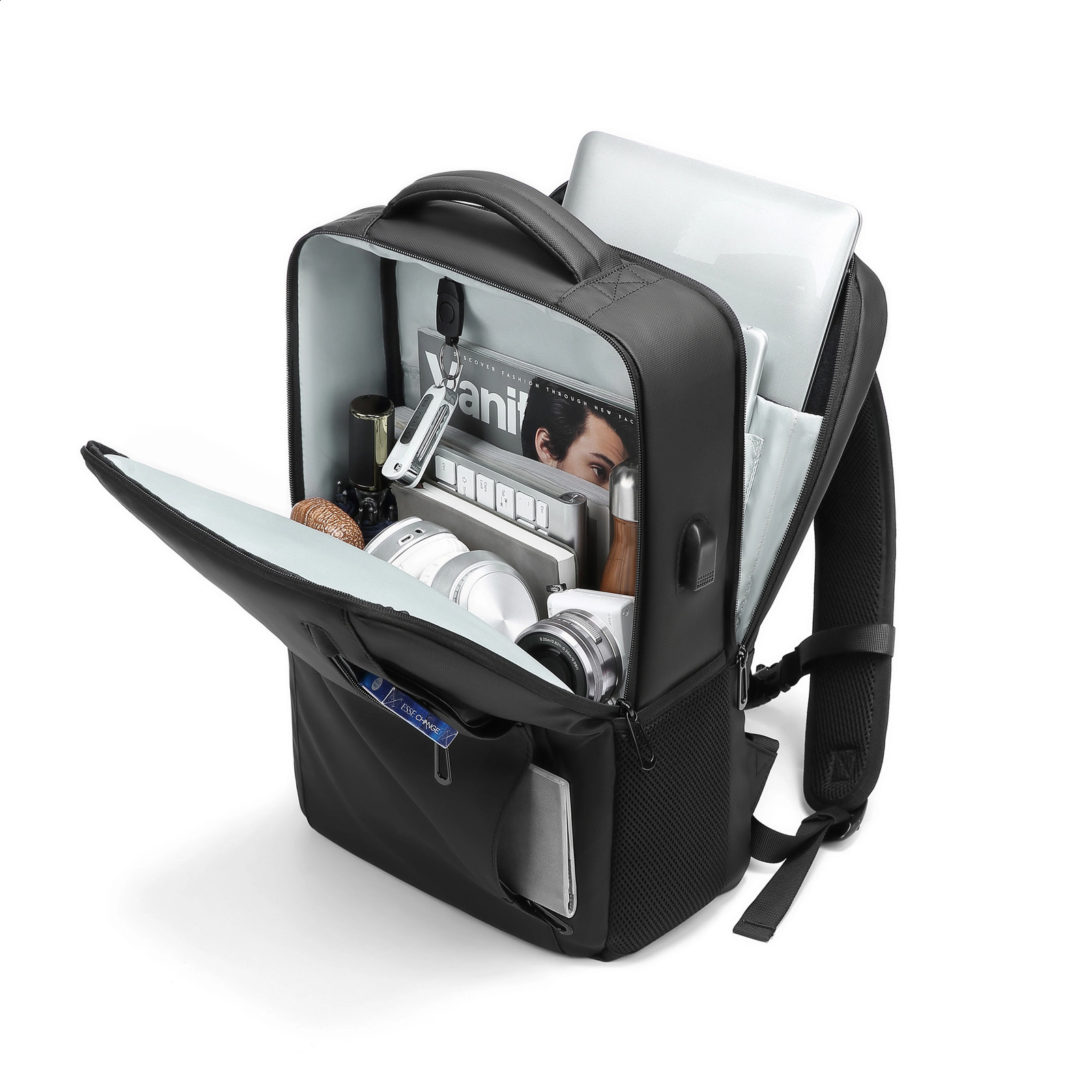 XOKY Business School Expandable USB Bag Fashion Large Capacity Laptop Waterproof Travel Backpack 2101 240913 7c28 4