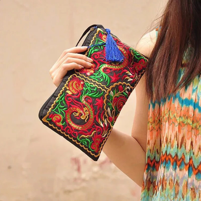 n Flowers Clutches Pouch Fashion Women Wallet Wrist Handbag Lady Vintage Envelope Phone Purse Card Holders Pocket 240914