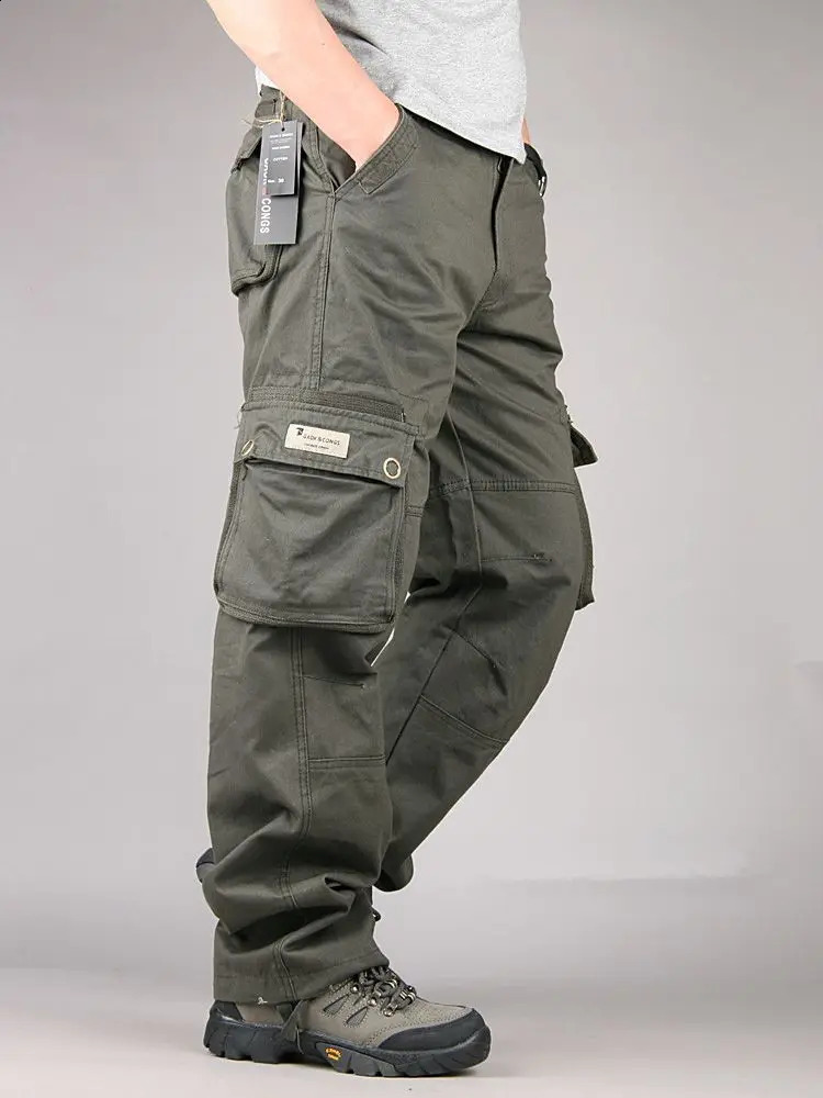 Cotton Cargo Pants Men Casual Long Trousers Spring Multi Pocket Pantalon Homme Tactical Work Pants Mens Clothing 240913