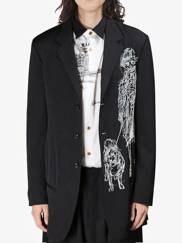 MAMELICCE men Suit male Unisex casual in suits blazer for men Jacket Lead a dog oversize blazers for woman 240914