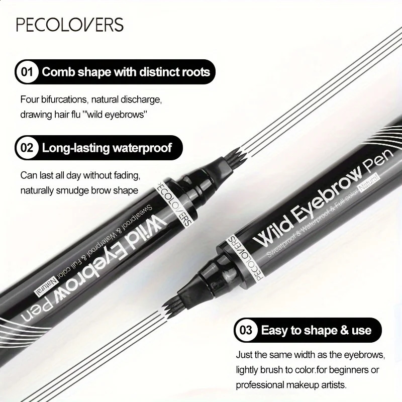 6 Colors 1pc Eyebrow Pen Waterproof 4 Split Tip Eyebrows Pen Eyebrow Tattoo Pen Waterproof Liquid Black Eyebrow Makeup Pencil 240914