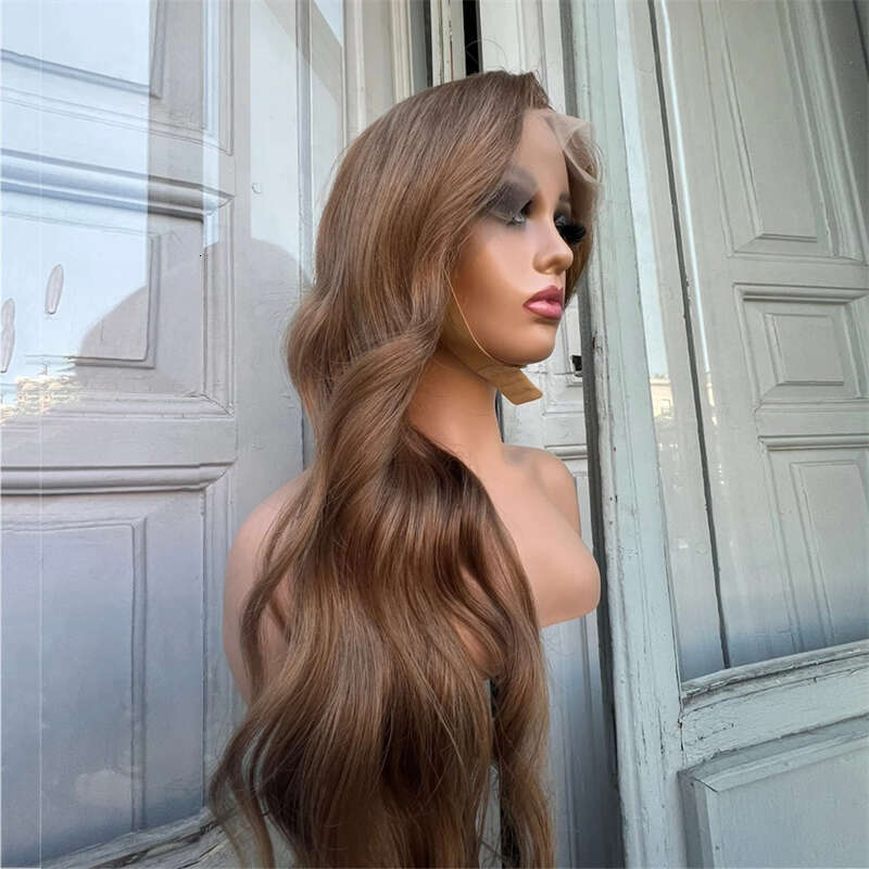 Body Wave Ash Blonde Highlight Synthetic Lace Front Wigs Brown Colored Wig Heat Resistant Hair For Women Daily Use Pre Plucked