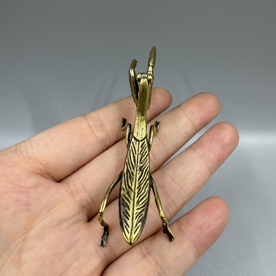 Collectible Mantis Decorative Statue Solid Copper Handwork Antique Brass Mantis Figurine Statue Animal Figurines Toys Home Desktop Decoration
