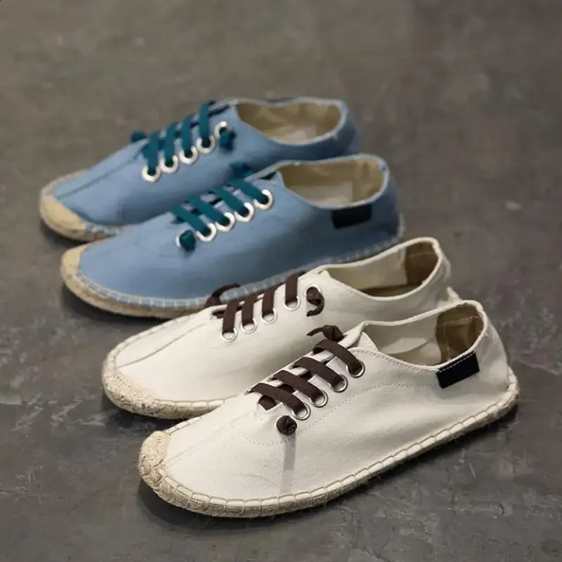 Shoes Men Hemp Fisherman Breathable Espadrilles Flats Solid Moccasins Casual Shoes Men Zapatos De Hombre 240911