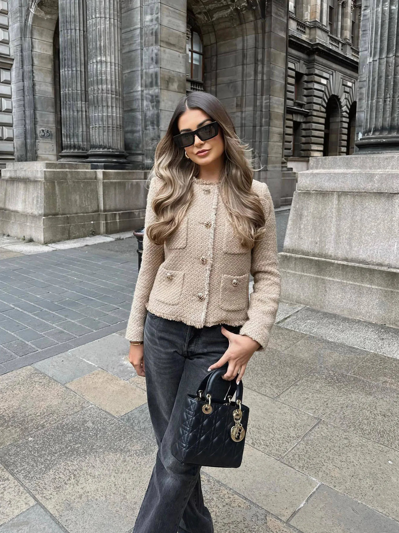 TRAF Womens Jacket Coat Tweed Cropped in Outerwears Autumn Winter Crop jacket Woman Long Sleeve Elegant Short Coats 240910