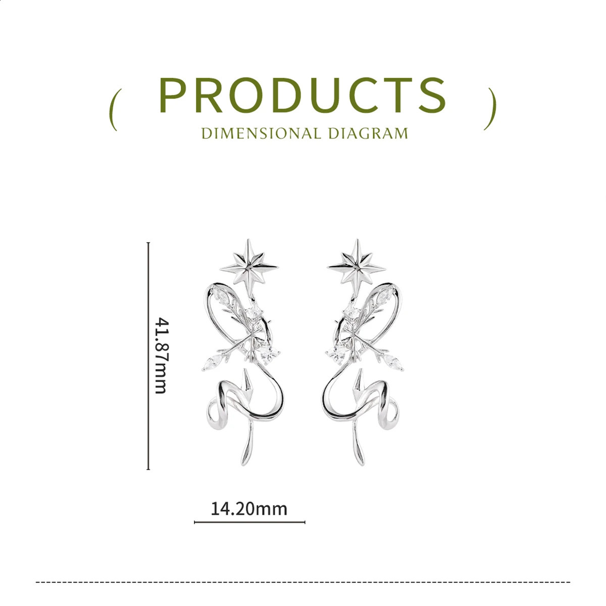 HAIKE S925 Sterling Silver Earrings Original Snowy Star Earpin A Two Wear Exquisite Fashion Elegant Girl 2024 Woman 240914