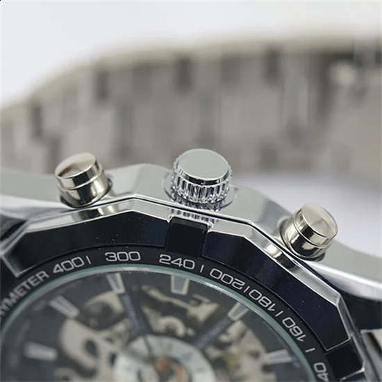 Fashion Men Mechanical Watch Men Stainless steel Skeleton Hand wind WristwatchRelogio hombre 240906