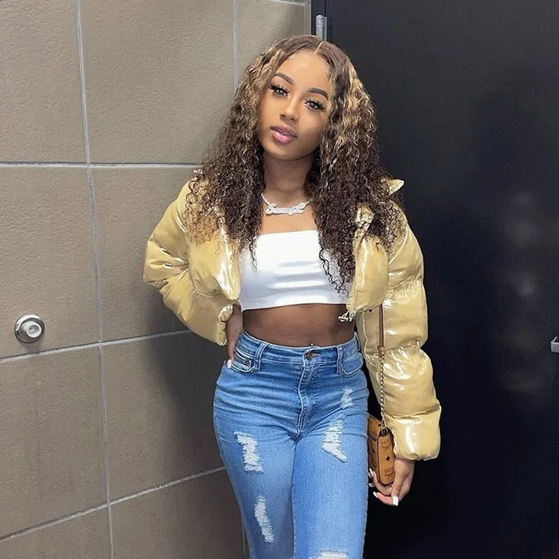 Bubble Puffer Coats Crop Pink Jacket Casual Thick Warm Down Cropped Coat Women Y2K Clothes Streetwear Winter Jakcets 240914