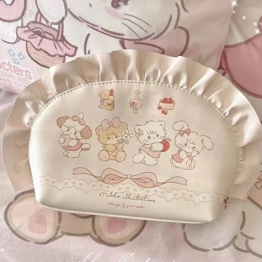 Kawaii Mikko Cosmetic Bag Cute Anime Student High-Capacity Pencil Case Cartoon Shell Bags Accessories for Birthday Gift Girl 240913