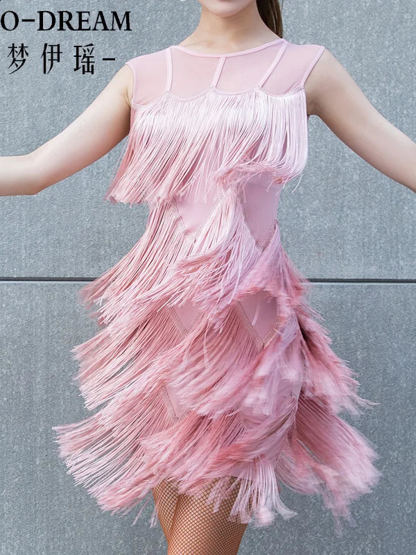 Ximeng Yiyao Latin Dance Practice Dress Tassel Performance Sexy Female Adult Competition 240913