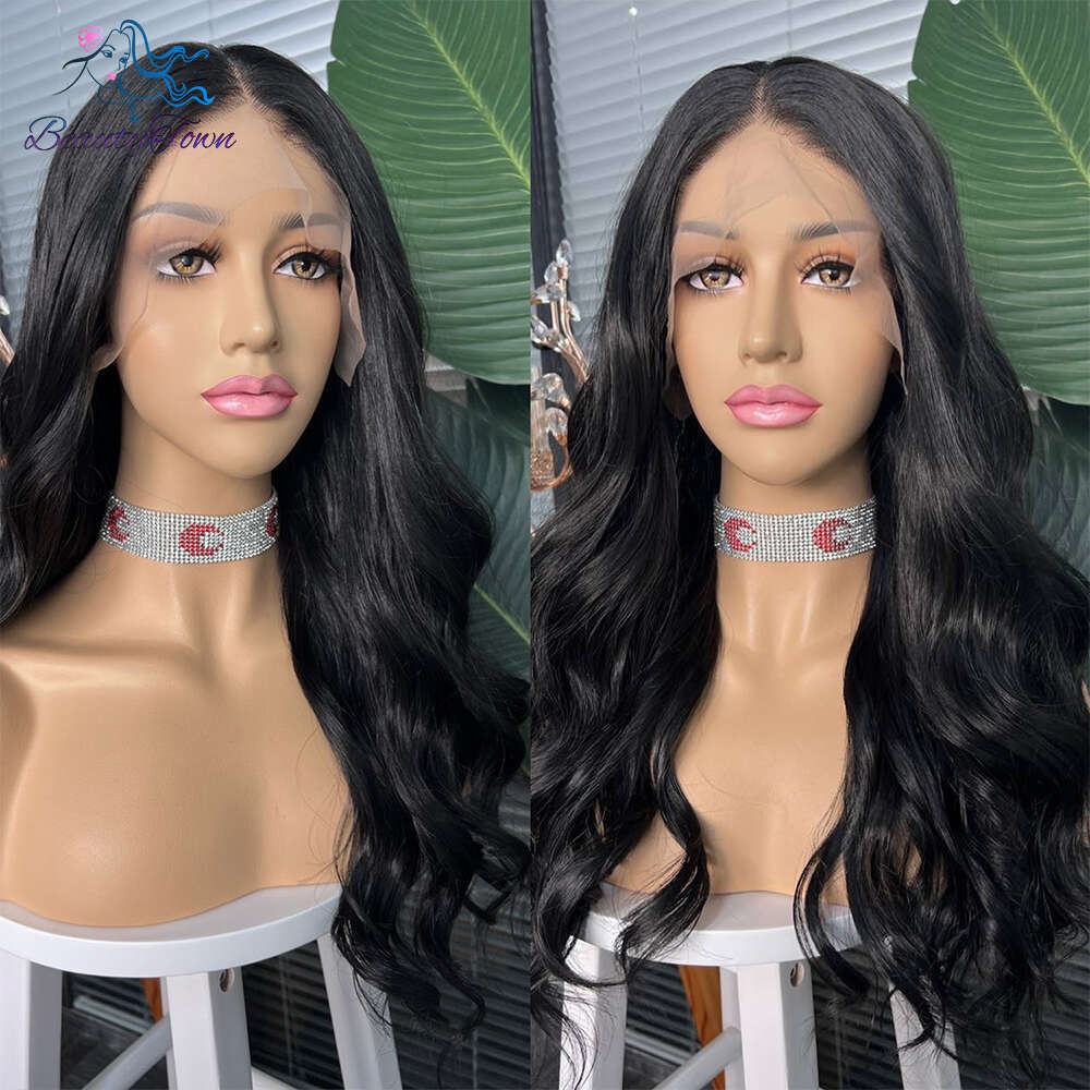 Highlight Wavy Synthetic Wigs For Women Brown Black Short Bob Body Wave Transparent Lace Front Wig