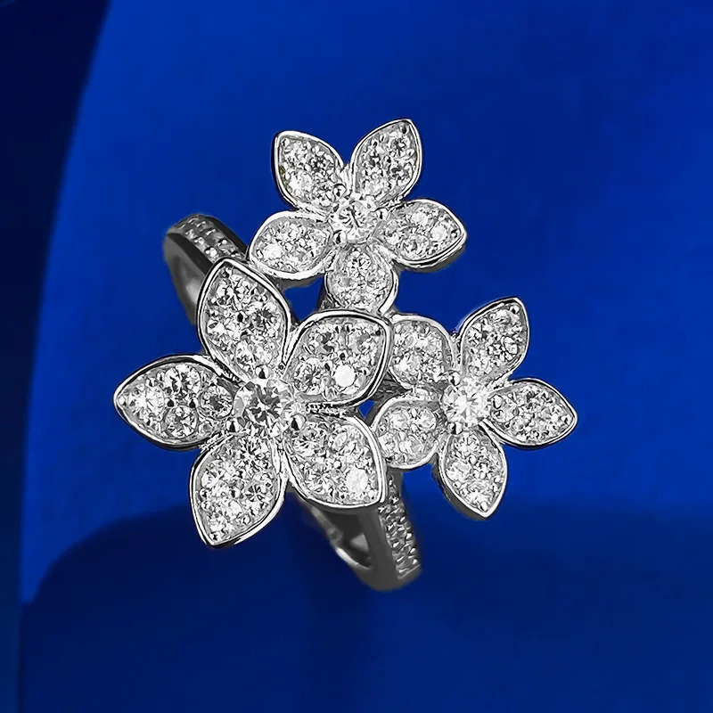 s925 Silver Flower Brocad Cluster Triple Wreath Womens European American French Fashion Edition 240914