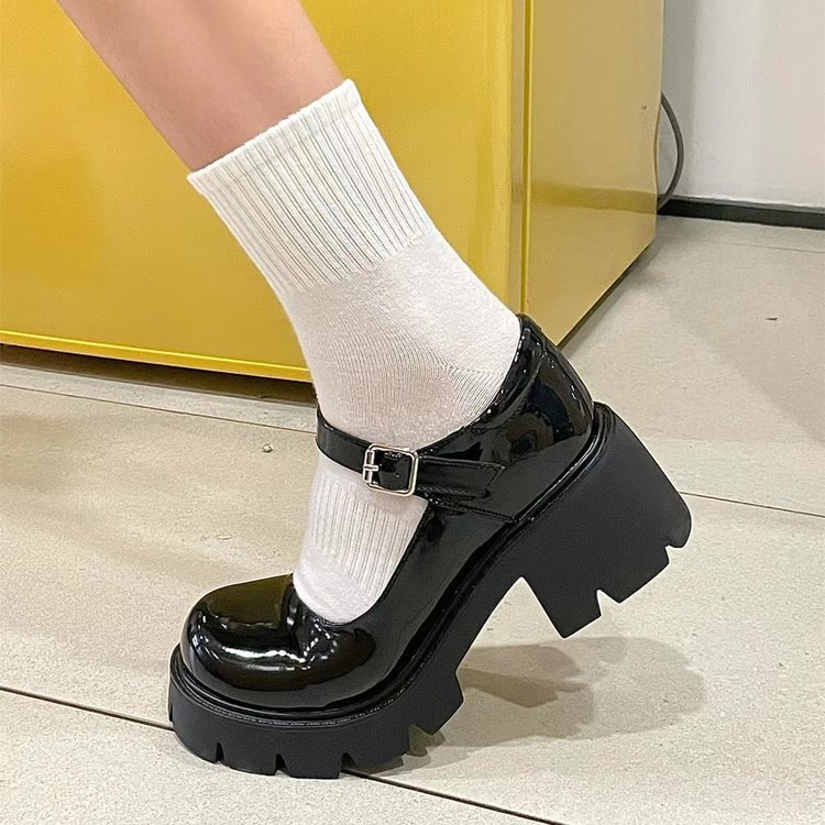 Free Shipping Designer Dress Shoes Black Kitten Heel Chunky Heels Ballet Flats Mary Jane Shoes Sneakers Loafers