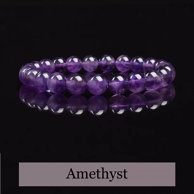 Natural Amethyst Bracelet High Quality Stone Bead Men Real Original Purple Reiki Crystal Quartz Jewelry 240906