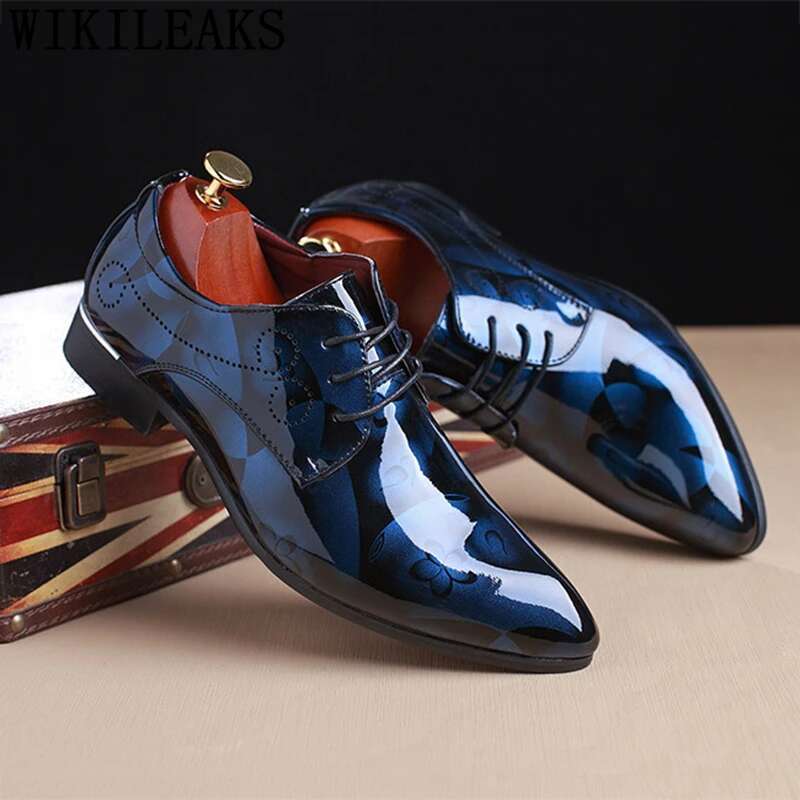 Office ral Pattern Leather Fashion Groom Wedding Oxford Formal Shoes Men Erkek Deri