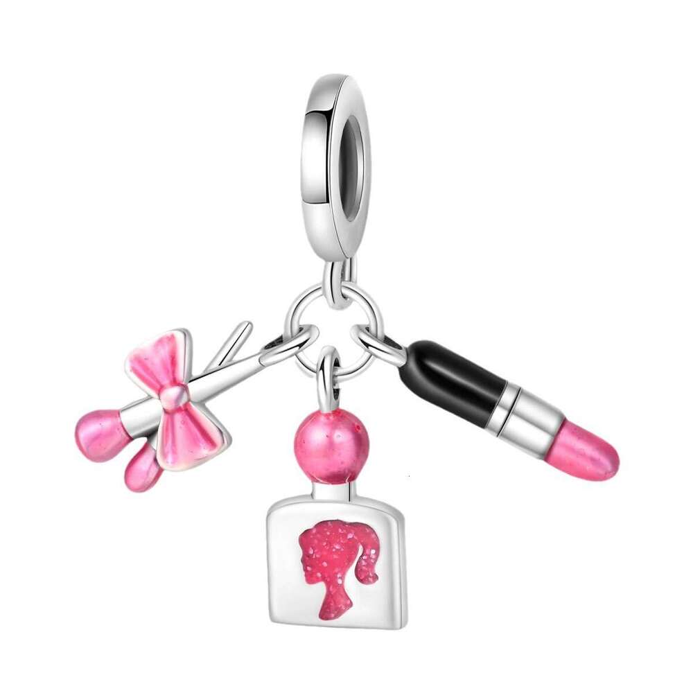 925 Sterling silver Charms Pink Girl Heart Beads Pendant Charm Fit bracelet DIY Jewelry Accessories For women Gifts