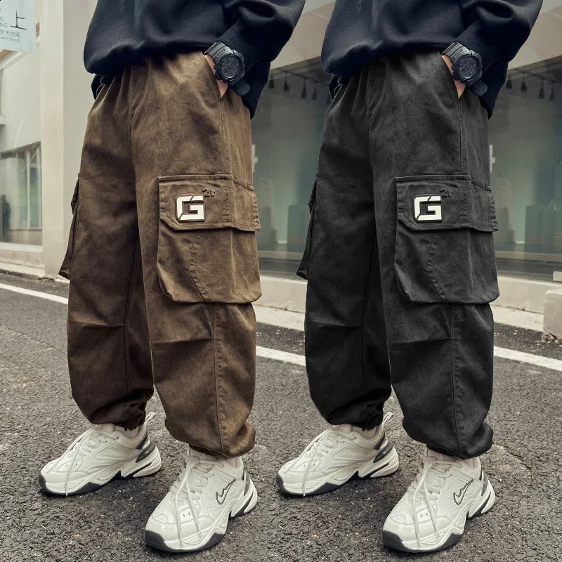 Children Cargo Pants Boys Spring Autumn Casual Pants Kids Cotton Long Trousers Teenagers Clothing Sweatpants 6 8 10 12 14 Years 240906