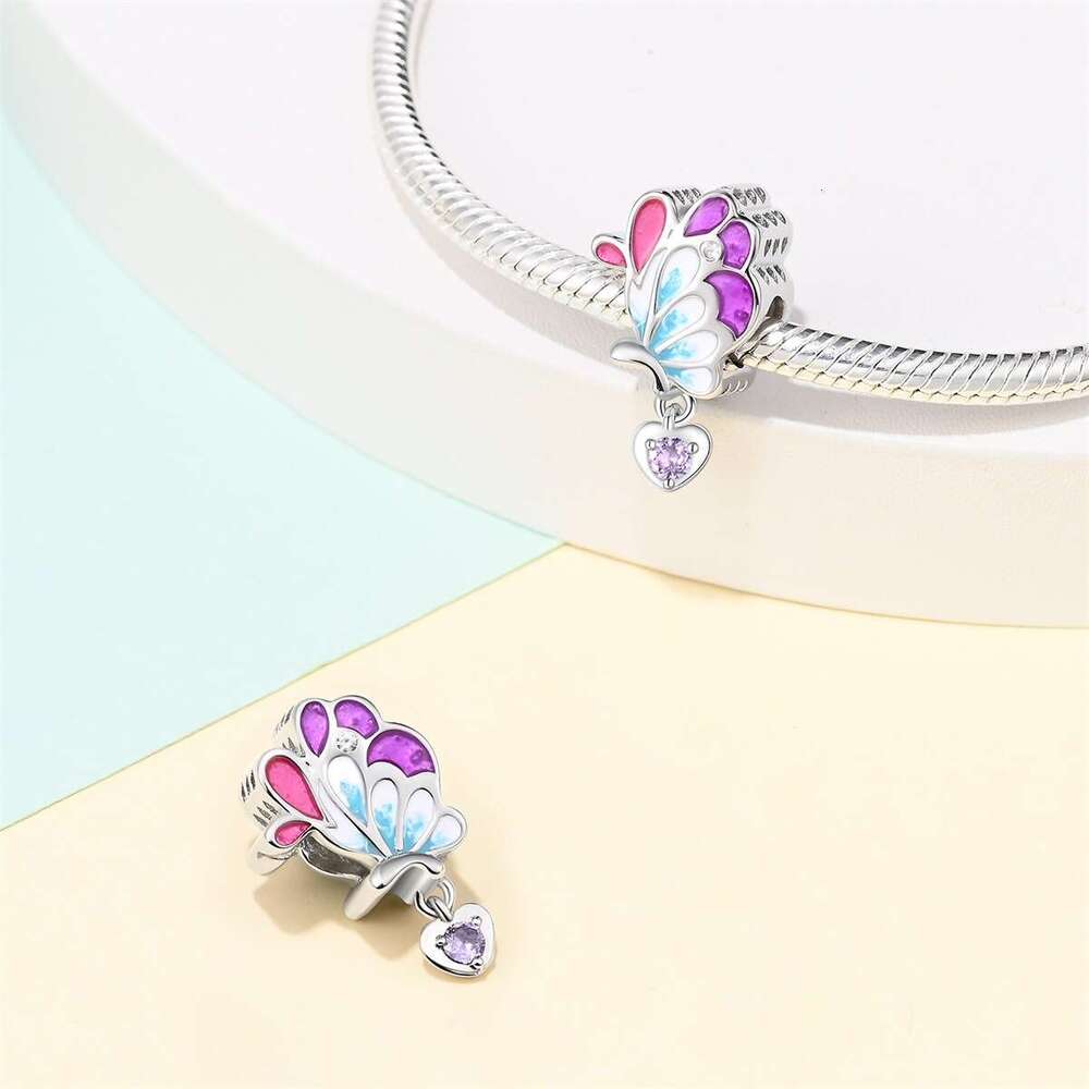 Family Style DIY Jewelry Accessories Romantic Love Butterfly Bracelet White 925 sterling silver Pendant Beads Fit bracelet DIY for women Gifts