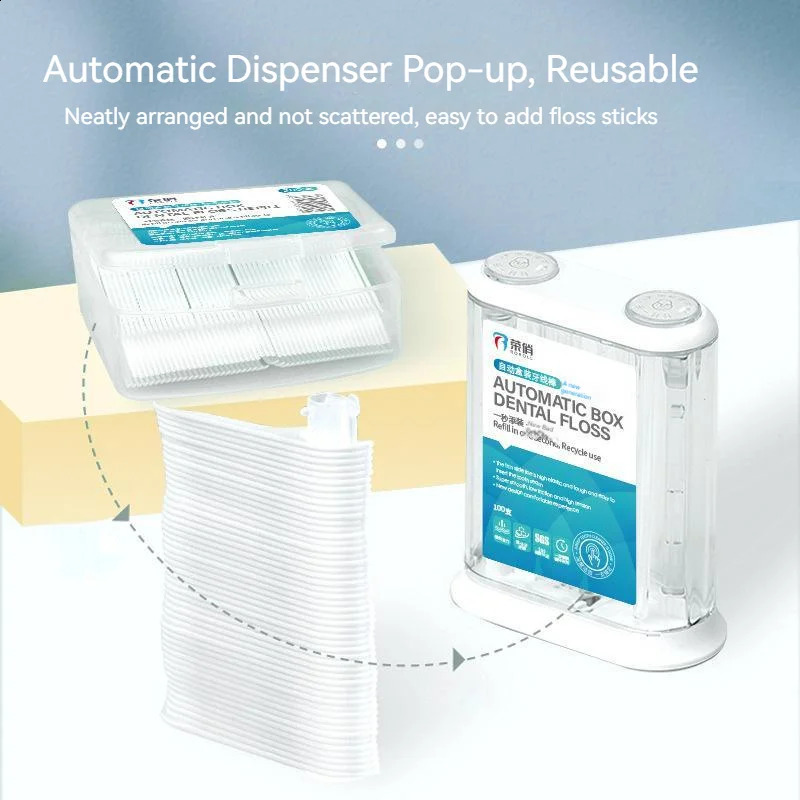Automatic Dental Floss Picks Dispenser Pop-up Flossers Holder Floss Dispenser- Reusable Dental Pick Dispenser Clean Teeth 240905
