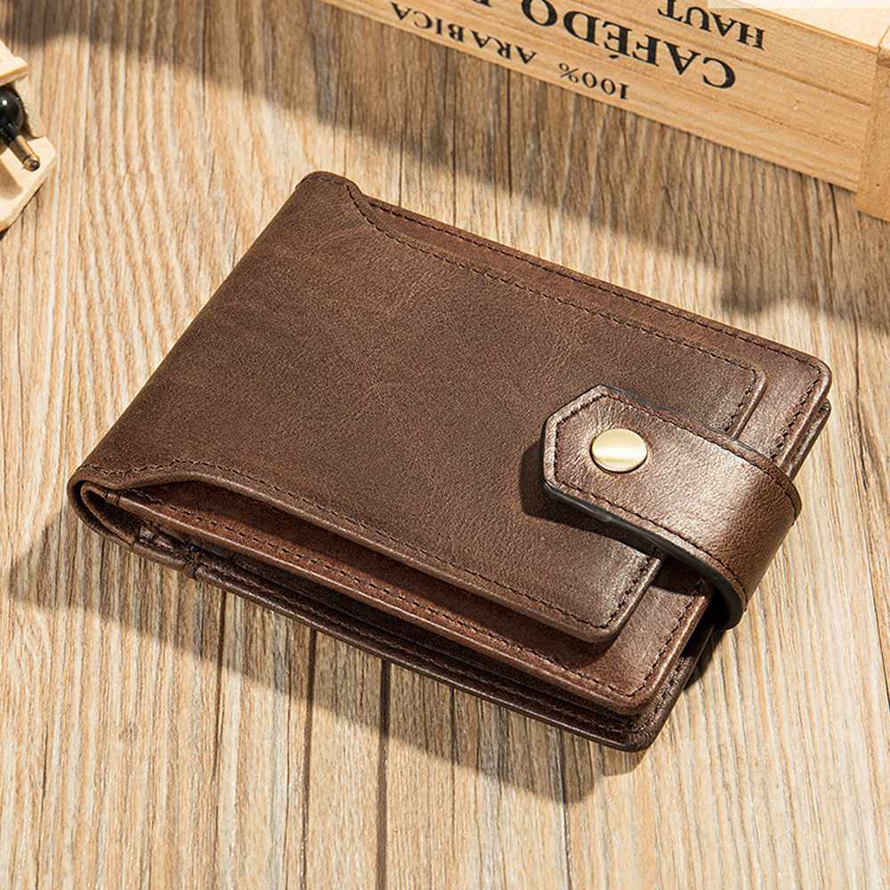 100% Genuine Leather Men Wallet Vintage Fashion Cowhide Card Holders Coin Pocket Bag Large Capacity Purse High Quality Gift