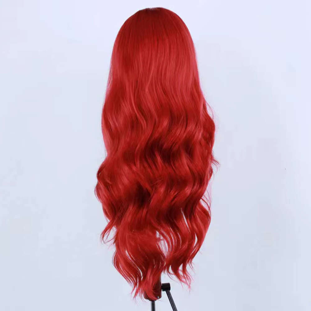 AIMEYA Hot Red Lace Front For Women Girls Long Natural Wave Synthetic Wig Soft Heat Resistant Hair Daily Use Cosplay Wigs