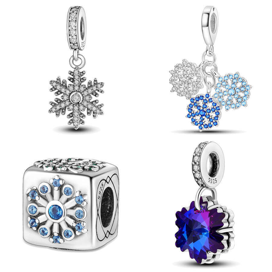 New snowflake Pendant Beads 925 Sterling Silver Charm Fit Charms Silver 925 Original Bracelet Necklaces DIY Jewelry Making For women Gifts