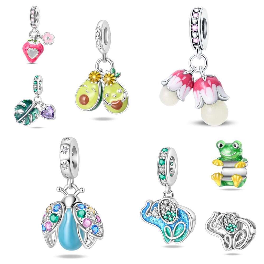 925 Sterling silver Charms firefly lily of the valley luminous pendant beads Fit Original Bracelet Necklaces DIY for women
