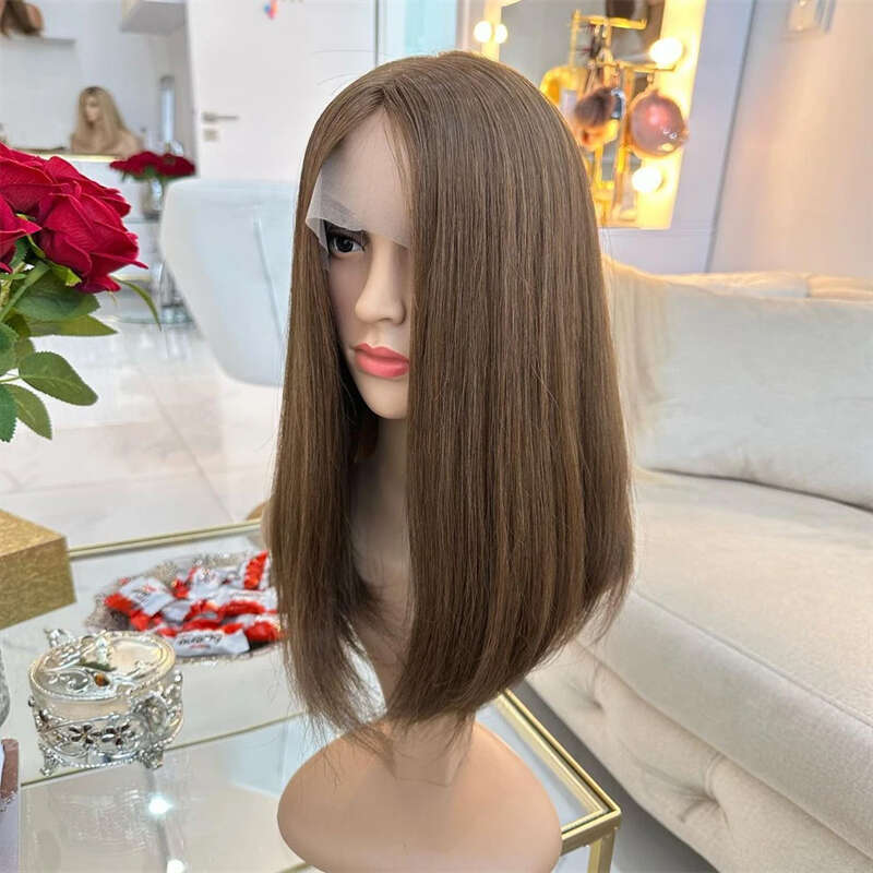 Brown Highlight Synthetic Lace Front Short Bob Wigs 13X4 Colored Straight Glueless Dark Roots Blonde Wig For Women Daily Use