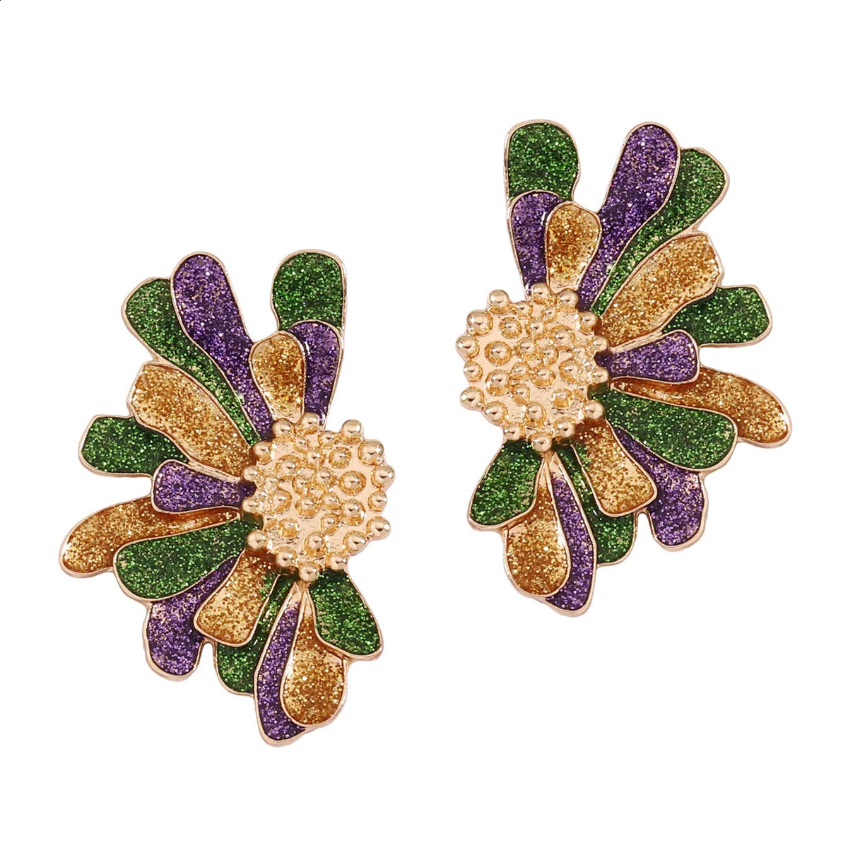 Fashion Carnival Purple Flower Dangle Earrings for Women Simple and Gorgeous Jewelry Party Accessories Wholesale 240914