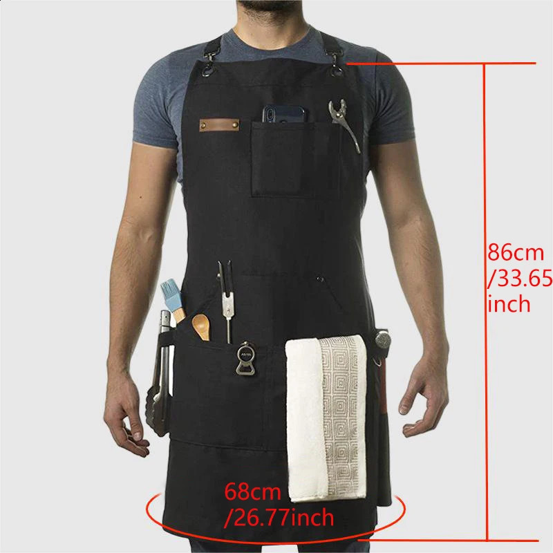 Woodworking Shop Canvas Kitchen Apron Fully Adjustable Comfortable and Suitable for Men Sizes S to XXL 240913