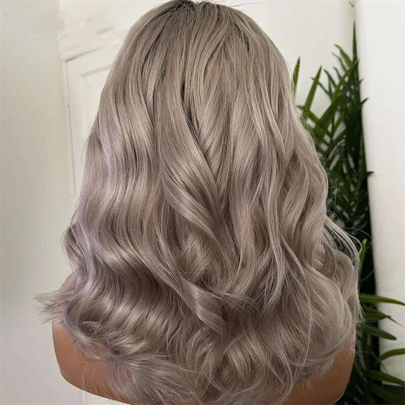 Short Grey Blonde Synthetic For Women Ombre Platinum Bob Cosplay Lolita Wavy Wig High Temperature Hair HD Wigs