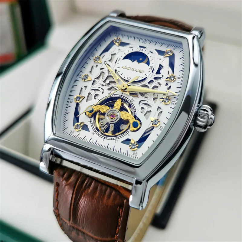 AOKULASIC Men Wristwatch Automatic Mechanical Military Sport Classic Male Clock Top Skeleton Hollow Man Watch 520 240906