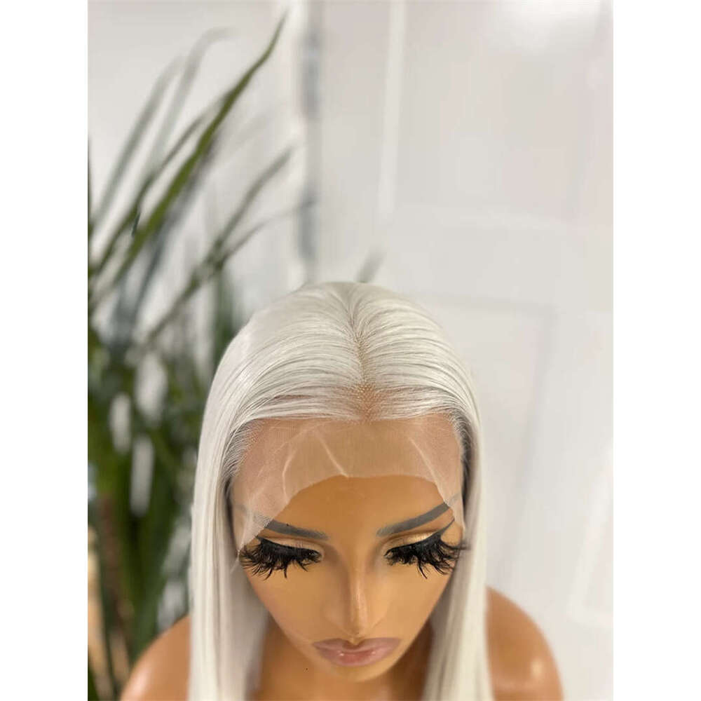 Short Bob Straight Ash Synthetic Lace Front Wig For Women Ombre White Light Blonde Drag Queen Futura Wigs Natural Look