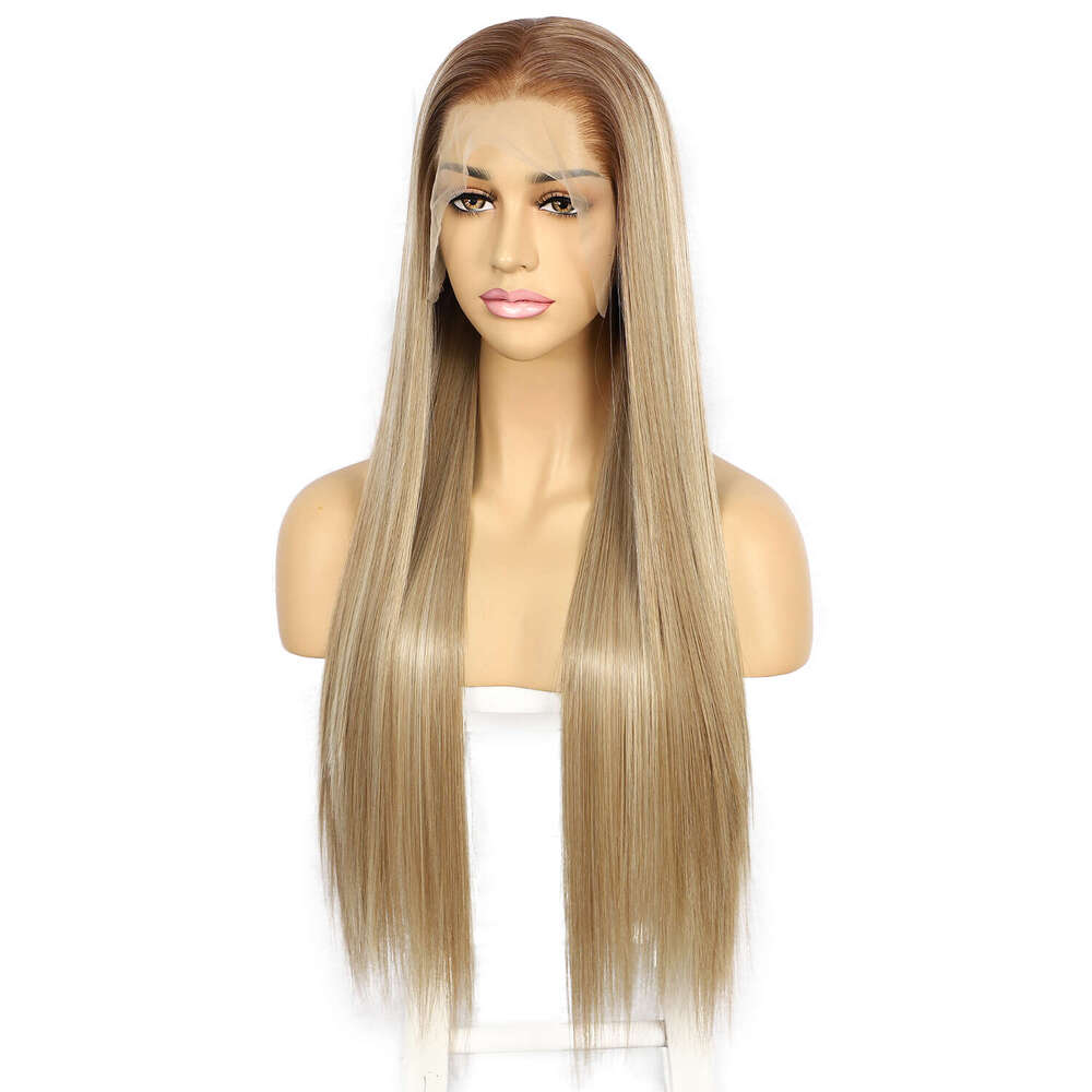 Summer 30'' 13X6 Bone Straight Synthetic Woman Wigs HD Transparent Lace Wig Daily Wear Futura Heat Resistant Fiber Made #1206