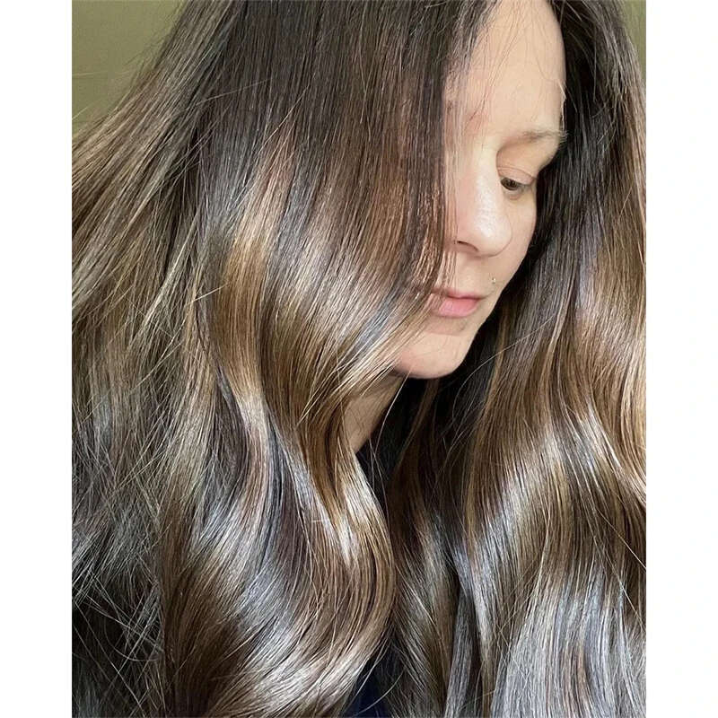 Synthetic HD Transparent Front For Women Straight Lace Wig 24 Inches Ombre Honey Brown Highlight Cosplay Daily Wigs