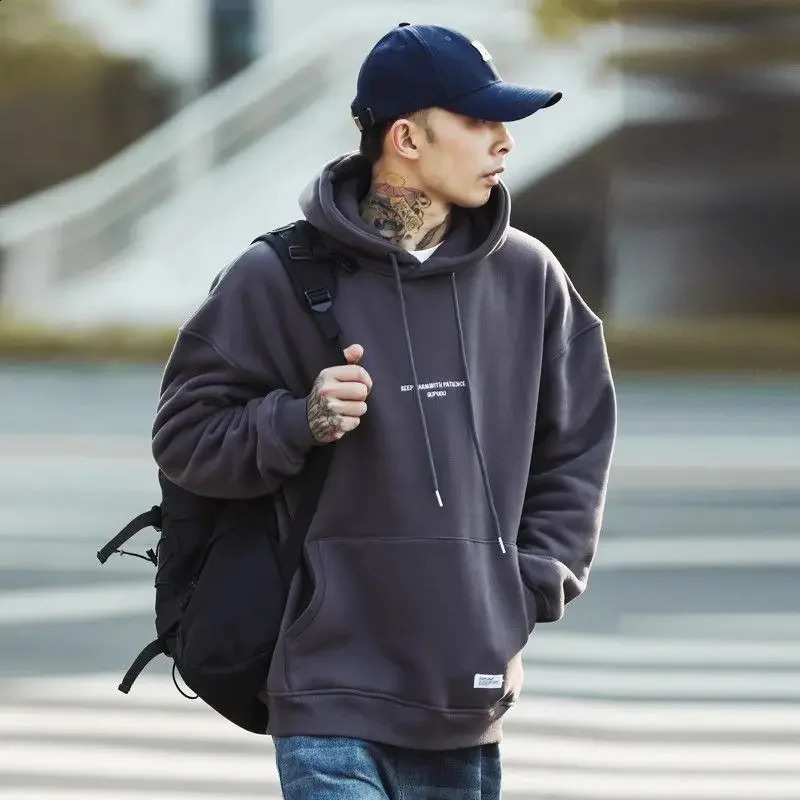 Sweatshirt for Men Hooded 90s Vintage Fleeced Male Clothes Hoodies Aesthetic S Novelty and Sweat Shirt No Simple 240906