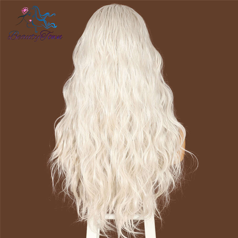 Beautytown Sier White Grey Futura For Daily Makeup Cosplay Long Wave Layered Heat Resistant Synthetic Lace Front Wig
