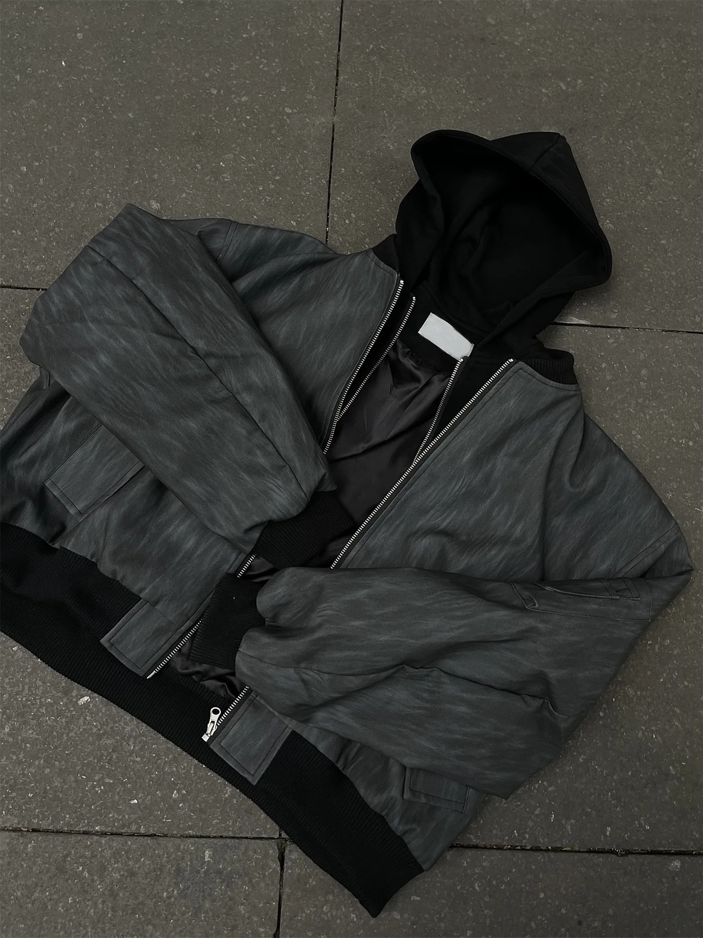 UMI MAO American Retro Work Jacket Mens 2024 Spring Autumn Two-piece Hooded Leather Jacket Top 240905