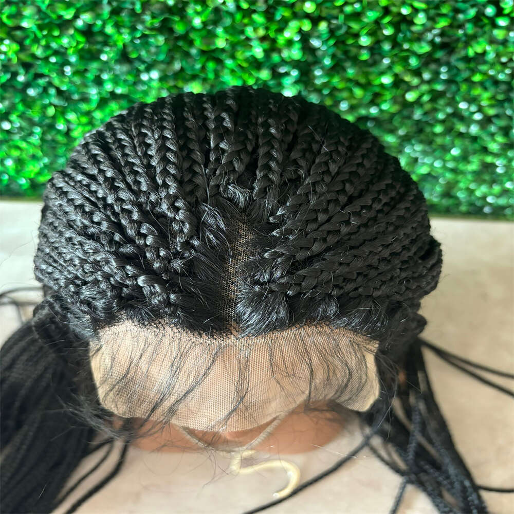 28 Inch Synthetic Full Lace Front Wigs For Black Women Long Square Knotless Box Braided Wig With Baby Hair