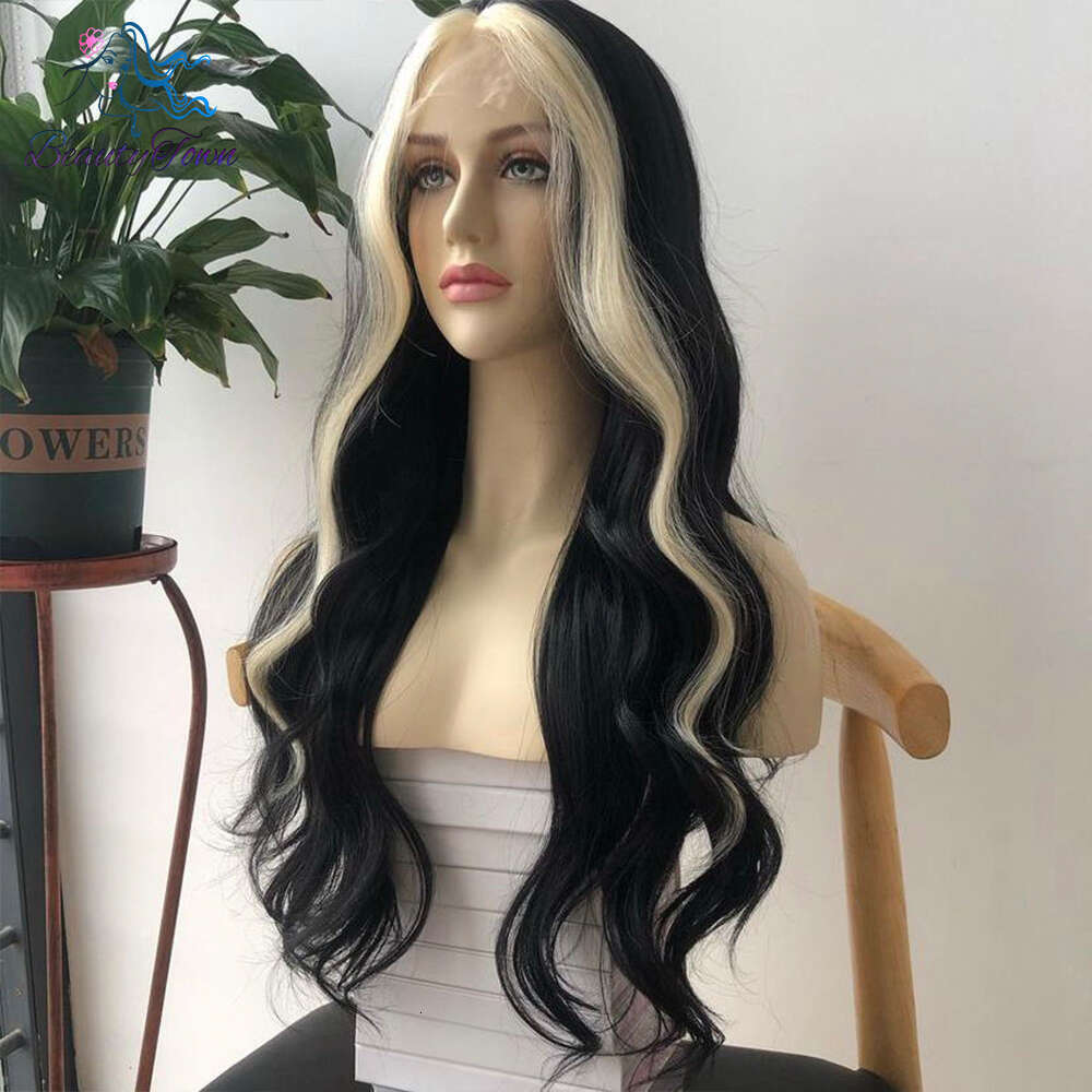 613 Blonde Colored Synthetic Front Red Blue Brown Ginger HD Transparent Lace Frontal Body Wave Cosplay Wig