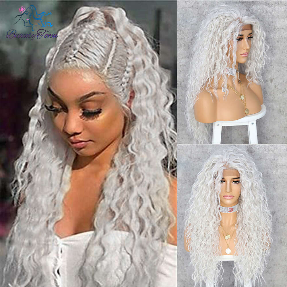 Synthetic Jbrown Black 1B Blonde 613 Ginger Red Brown Grey White Kinky Curly 13X3 Lace Front Wig Daily Makeup Party For Women