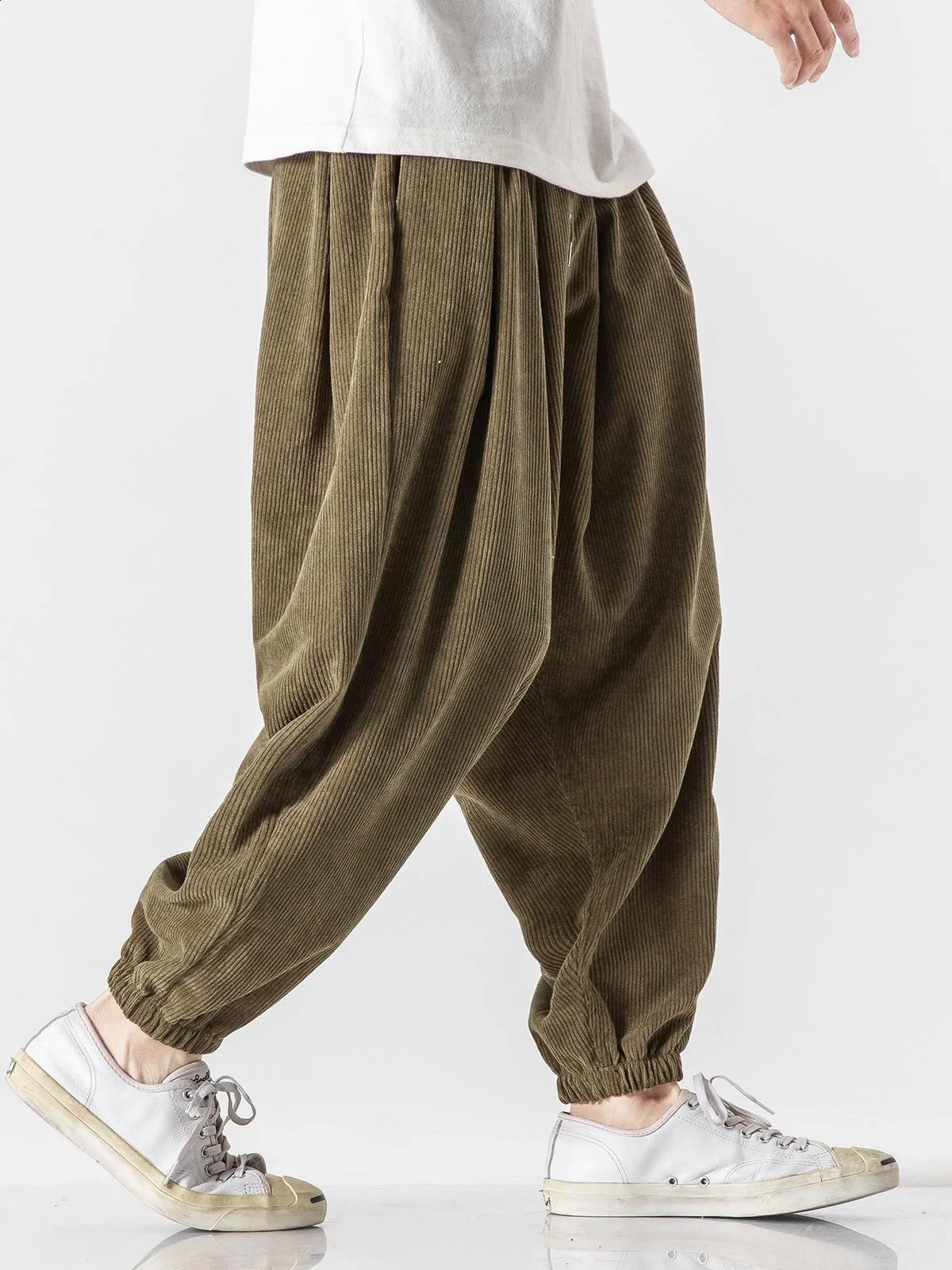 Y2k Corduroy Wide Sweatpants Men Jogging Casual Sport Pants Big Size Oversize Baggy Work Harem Male Trousers Ankle-length 240911