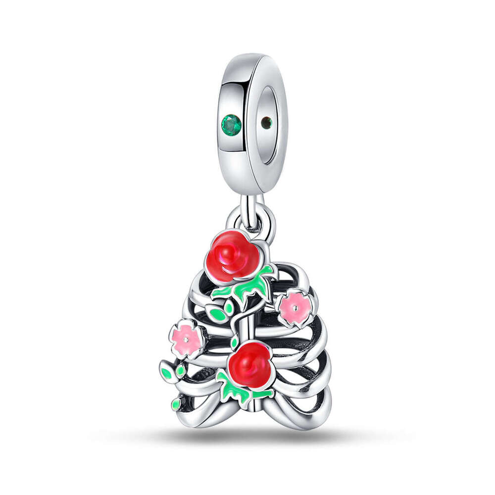 925 Sterling silver Halloween series, trick or treat without candy, skull, blood red demon, creative personality DIY bracelet Gifts for women