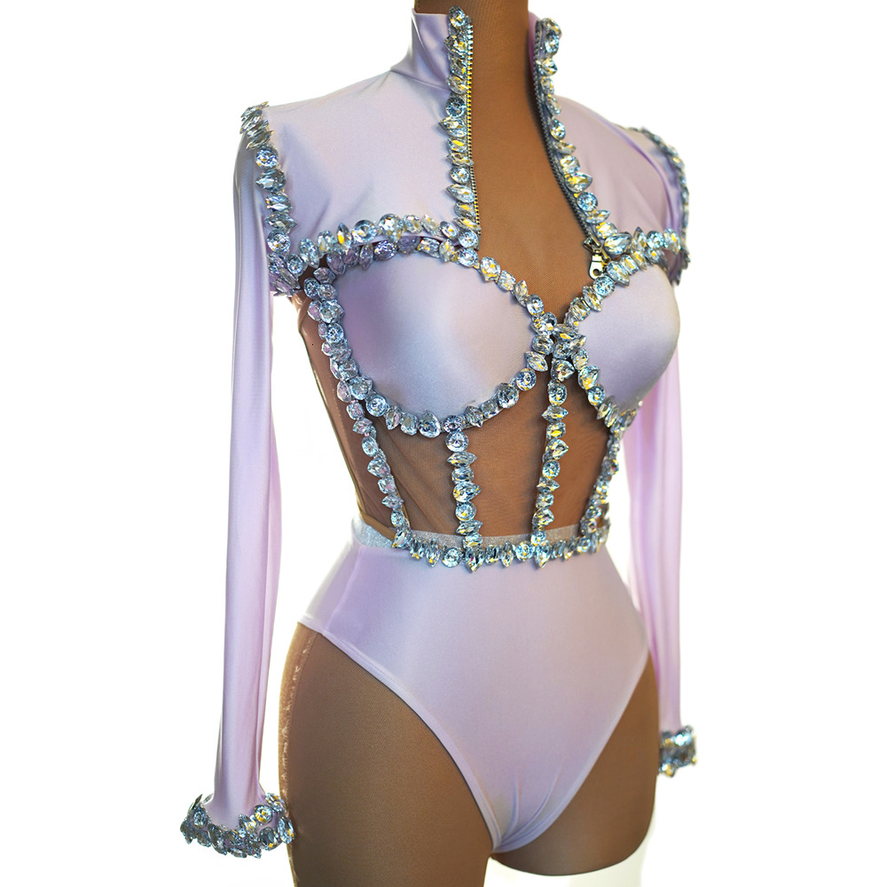 Sexy Crystal Tube Top Shorts 3 Pieces Outfit Sets Stripper Outfits Exotic Dancewear Women Party Show Stage Performance Costume