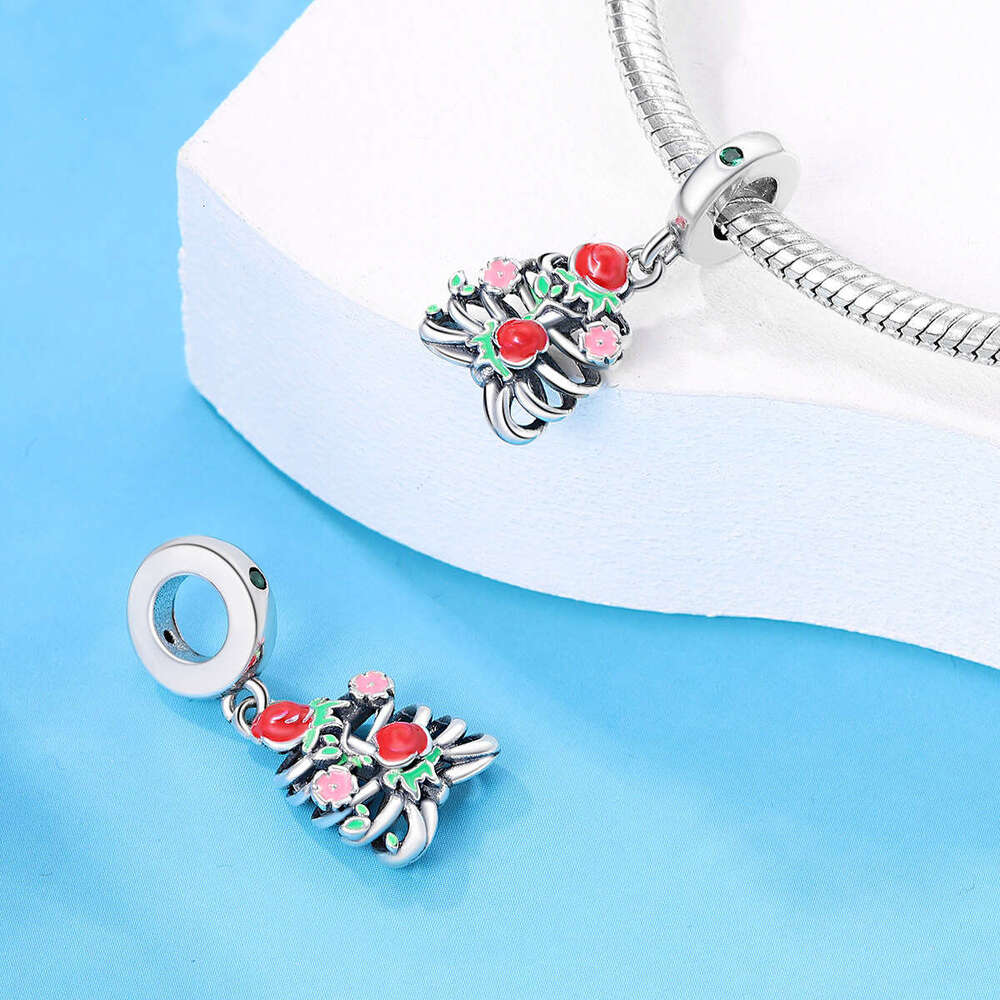 925 Sterling silver Halloween series, trick or treat without candy, skull, blood red demon, creative personality DIY bracelet Gifts for women