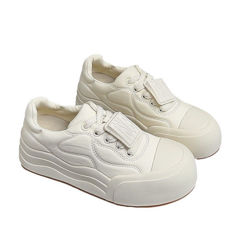 2024 Autumn New Soft Leather Versatile Thick Sole Niche Fashion Casual Shoes